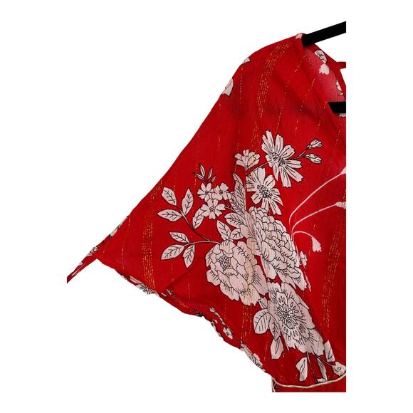 Raga Dress Rohit floral sharkbite hem midi red Small S - Picture 3 of 5